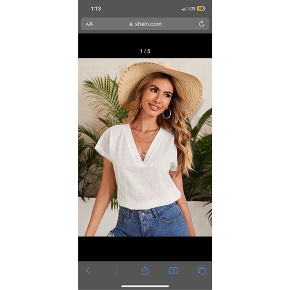 Emery Rose Batwing Sleeve Solid White Tee- Shein - Picture 5 of 7